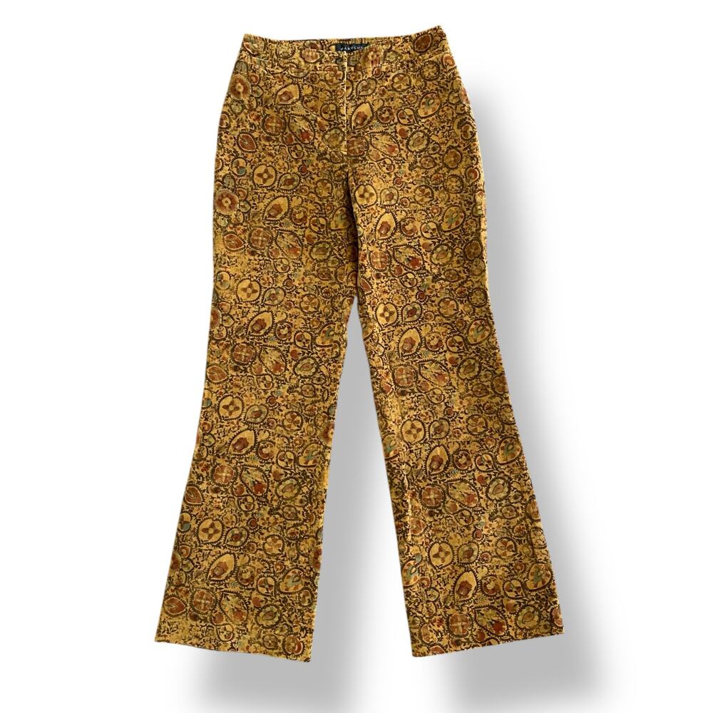 Harold’s Vintage Gold Paisley Batik Print Pant Size 6 Boho,Y2K,70s